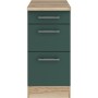 OPTIFIT Savona405 Unterschrank, 40 cm, Steingrün mit Arbeitsplatte in Wildeiche Nachbildung.