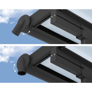 Detailaufnahme Palram Olympia Terrassenüberdachung Anthrazit: Verstellbarer Wasserablauf.