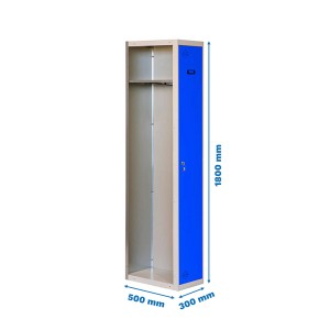 PROREGAL Spind AMEGO, 180x30x50 cm, grau-blaue Garderobe mit einem Abteil.