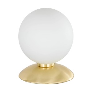 Paul Neuhaus Bubba Nachttischlampe aus Messing mit Opalglas, 14 cm hoch.