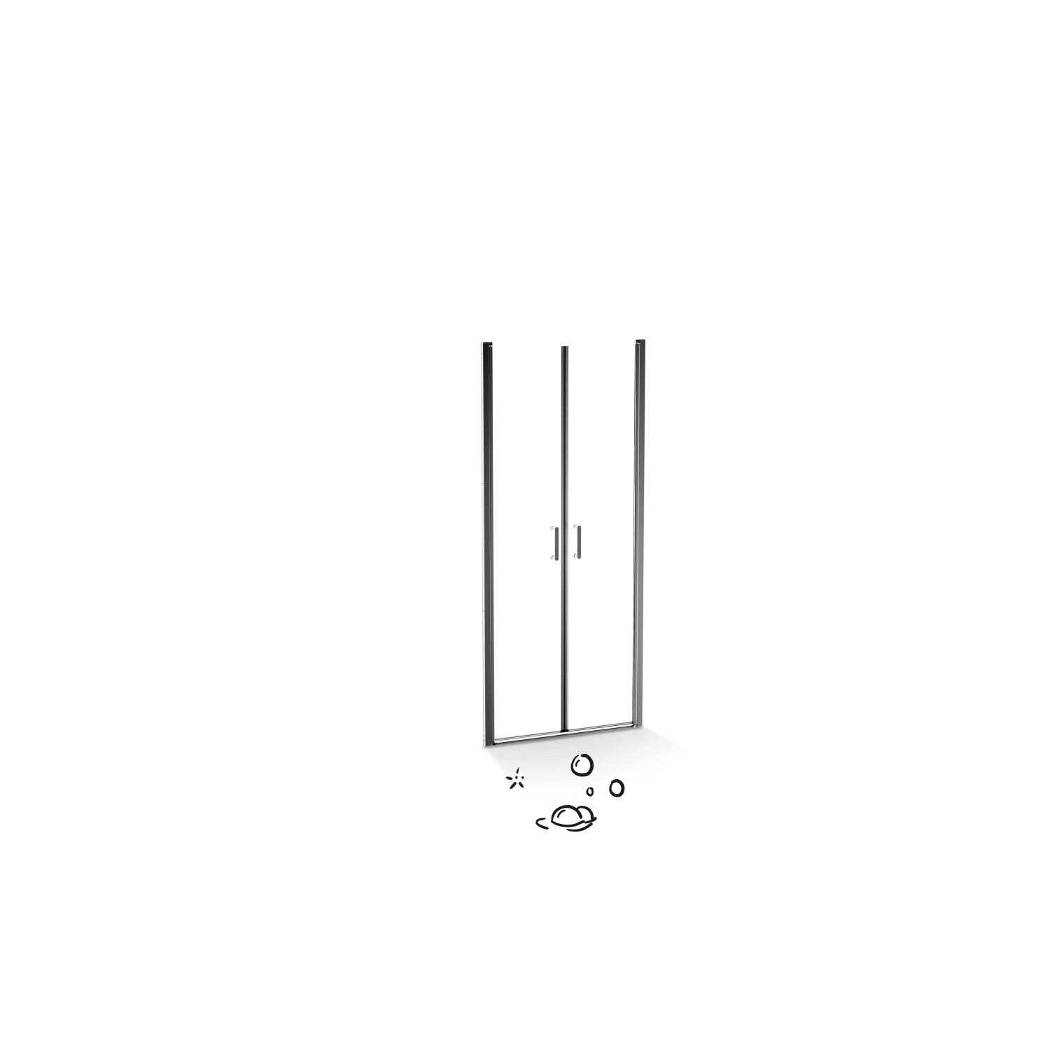 baliv Dusch-Pendeltür DUK-90.61P, 90cm, Chrom, für Eckdusche & Nische
