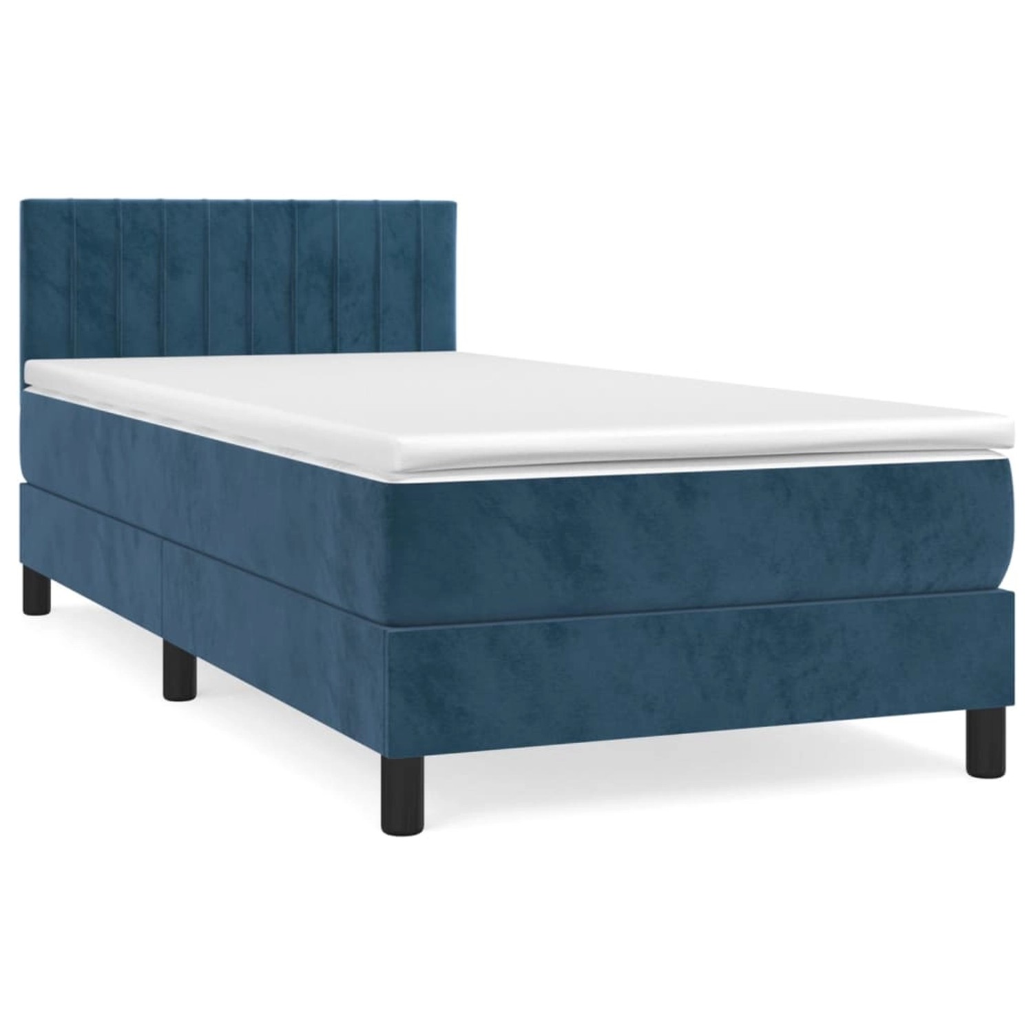 vidaXL Boxspringbett mit Matratze Dunkelblau 90x190 cm Samt1537792 günstig online kaufen