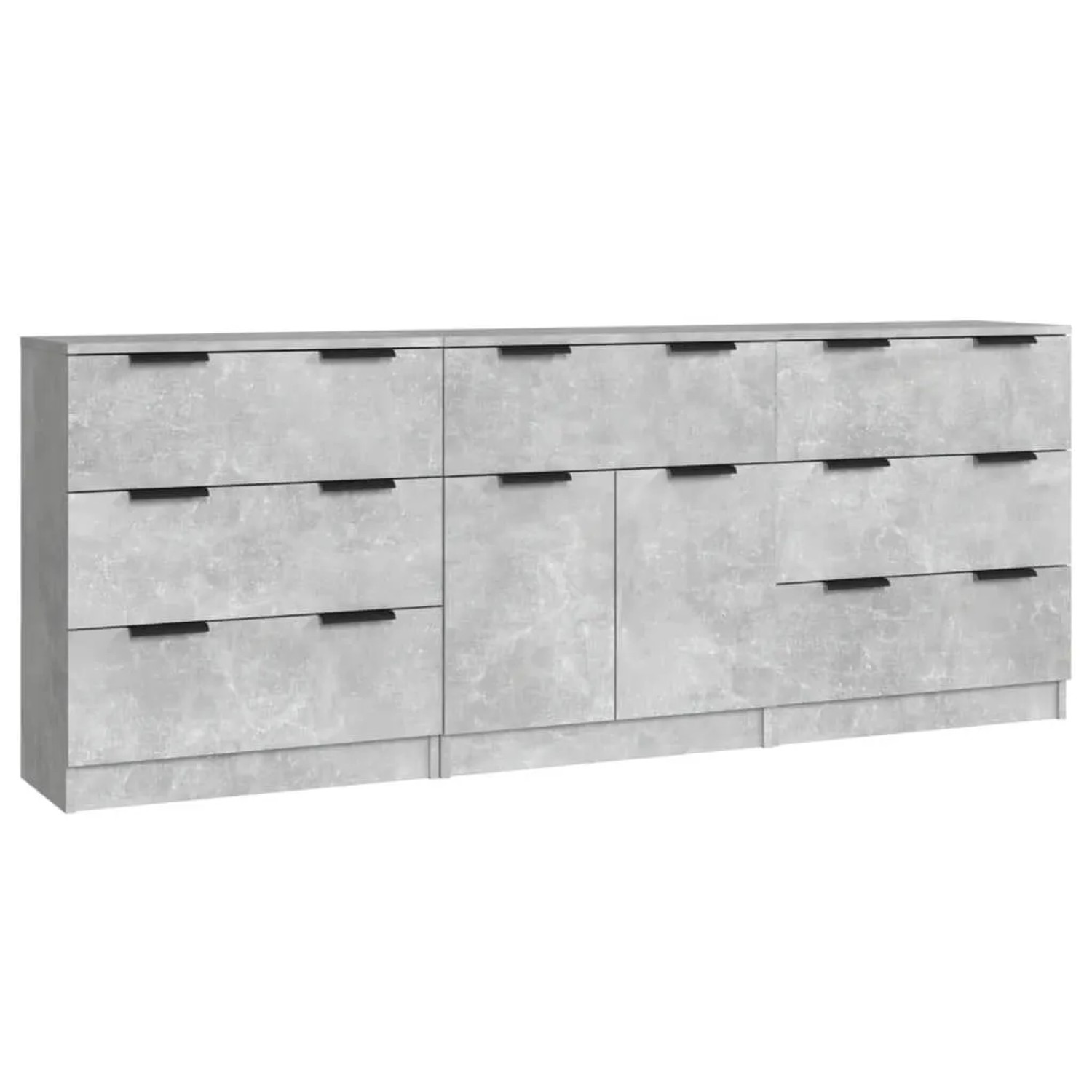 vidaXL 3-Tlg Sideboard-Set Betongrau Holzwerkstoff 3115799 günstig online kaufen