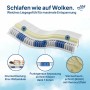 AM Visco-Taschenfederkernmatratze 180x200 H3 im Querschnitt mit Details zu Zonen und Viscoschaum.