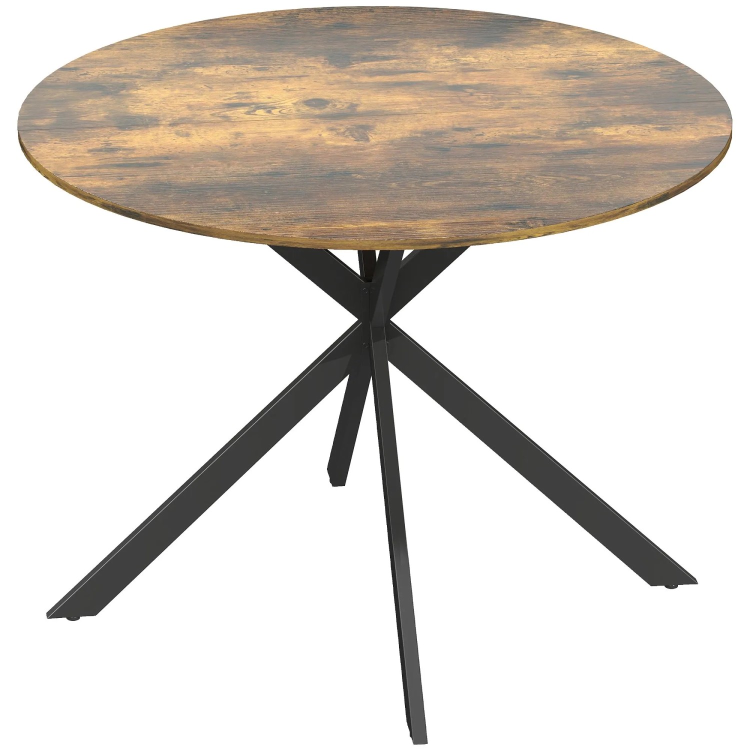 HOMCOM Dining Table Spanplatte Stahl 100L x 100B x 75H cm Rustikal-Braun