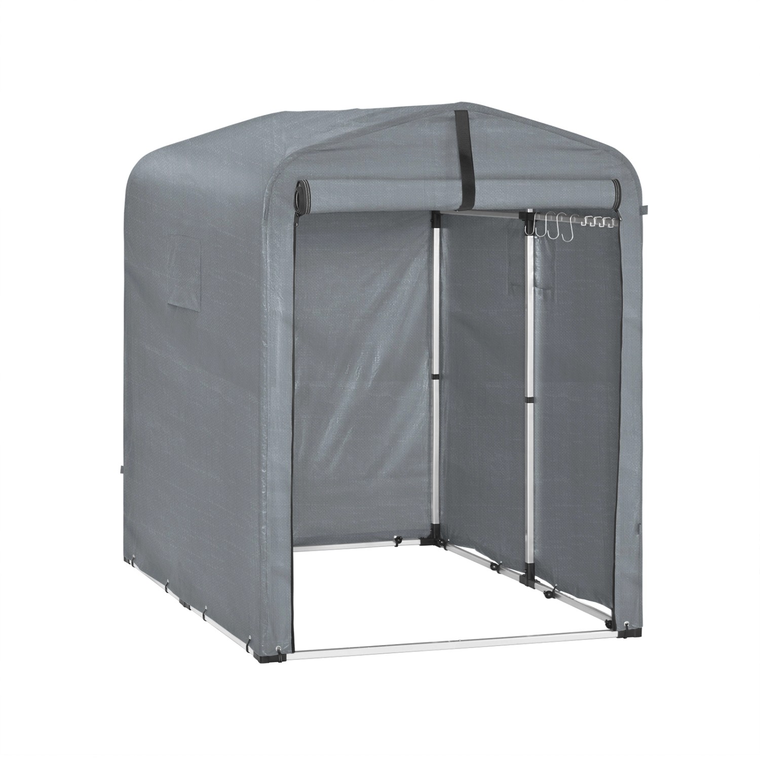 SoBuy Fahrradgarage für 1-2 Fahrräder Geräteschuppen mit UV-Schutz 120x163x176cm Grau KLS11-DG