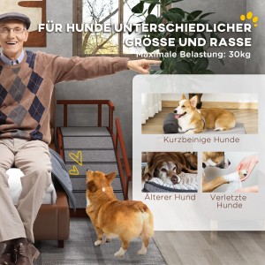 PawHut Hunderampe mit Geländer für kleine, ältere oder verletzte Hunde bis 30kg.
