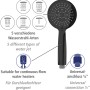 Wenko Brauseset Young Schwarz: Handbrause mit 5 Strahlarten, geeignet für Durchlauferhitzer.