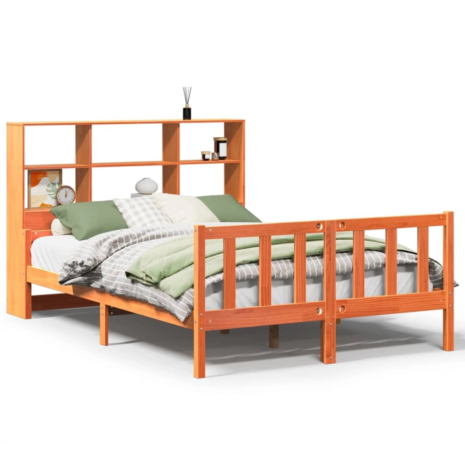 vidaXL Massivholzbett ohne Matratze Wachsbraun 160x200 cm Massivholz 332215 günstig online kaufen