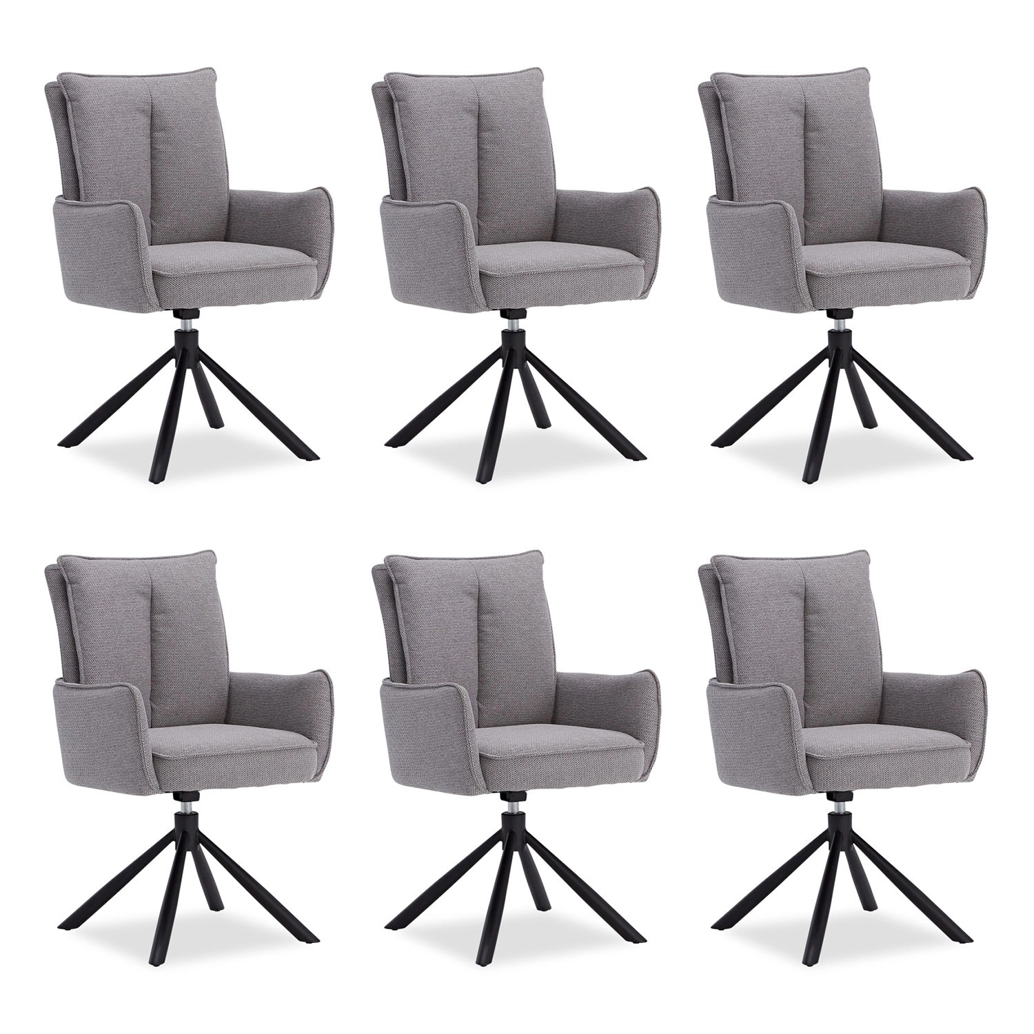Homestyle4u Polsterstuhl Stoff Grau Drehbar 6er Set 3065