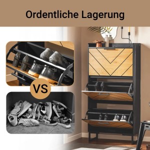 SoBuy Schuhschrank FSR164-SCH mit 3 Klappen, schmal. Schuhkommode mit Schuhregal für ordentliche Lagerung.