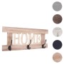 MCW Wandgarderobe C60 im Shabby-Look, naturbraun, mit 3 Doppelhaken und Schriftzug HOME.