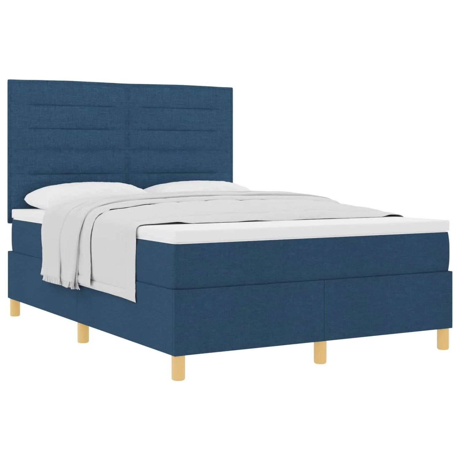 vidaXL Boxspringbett mit Matratze mit Kopfteil Blau 160 x 200 cm Stoff 3339559