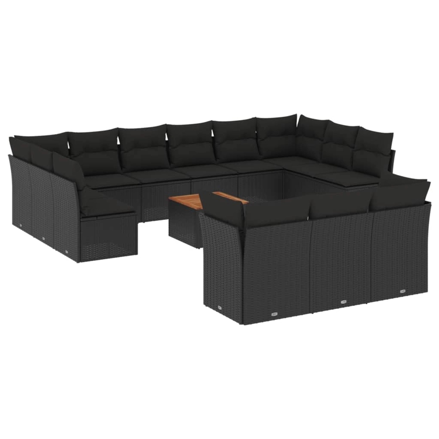vidaXL 14-Tlg Garten-Sofagarnitur mit Kissen Schwarz Poly Rattan 3256251 günstig online kaufen