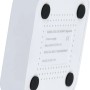 Lutec Access Box in Weiß, Detailansicht der Unterseite mit technischen Angaben und Gummifüßen.