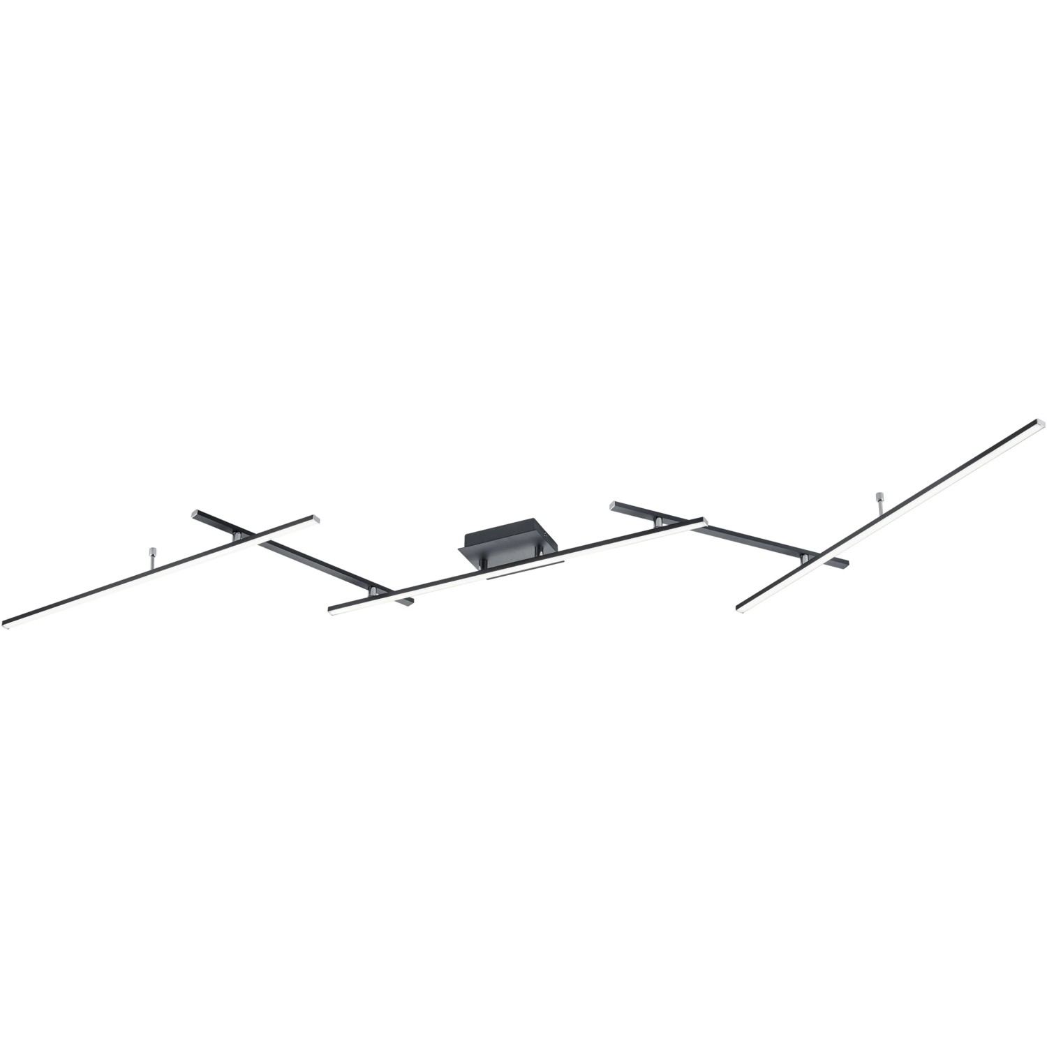 Moderne, schwarze Trio LED-Deckenleuchte Arvin mit indirektem RGB-Licht und Fernbedienung.