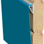 Detailansicht Karibu Pool 4 KDI: Kesseldruckimprägniertes Holz, blaue Poolfolie mit Einhängebiese.