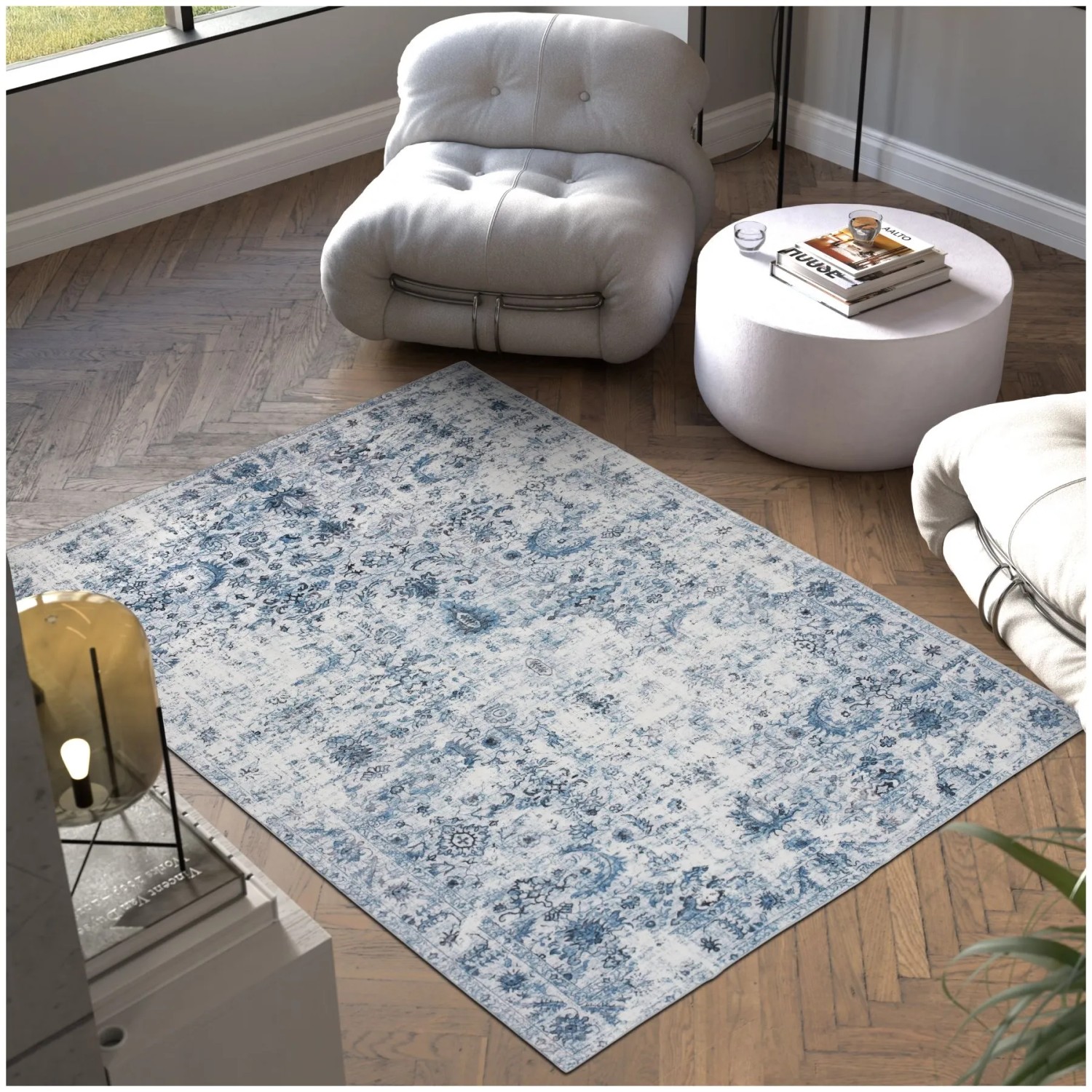 Tectake Vintage Designer Teppich Amara Verschiedene Größen Orientalisches Muster 160 x 230 cm 230 x 160 x 0 60 cm Blau