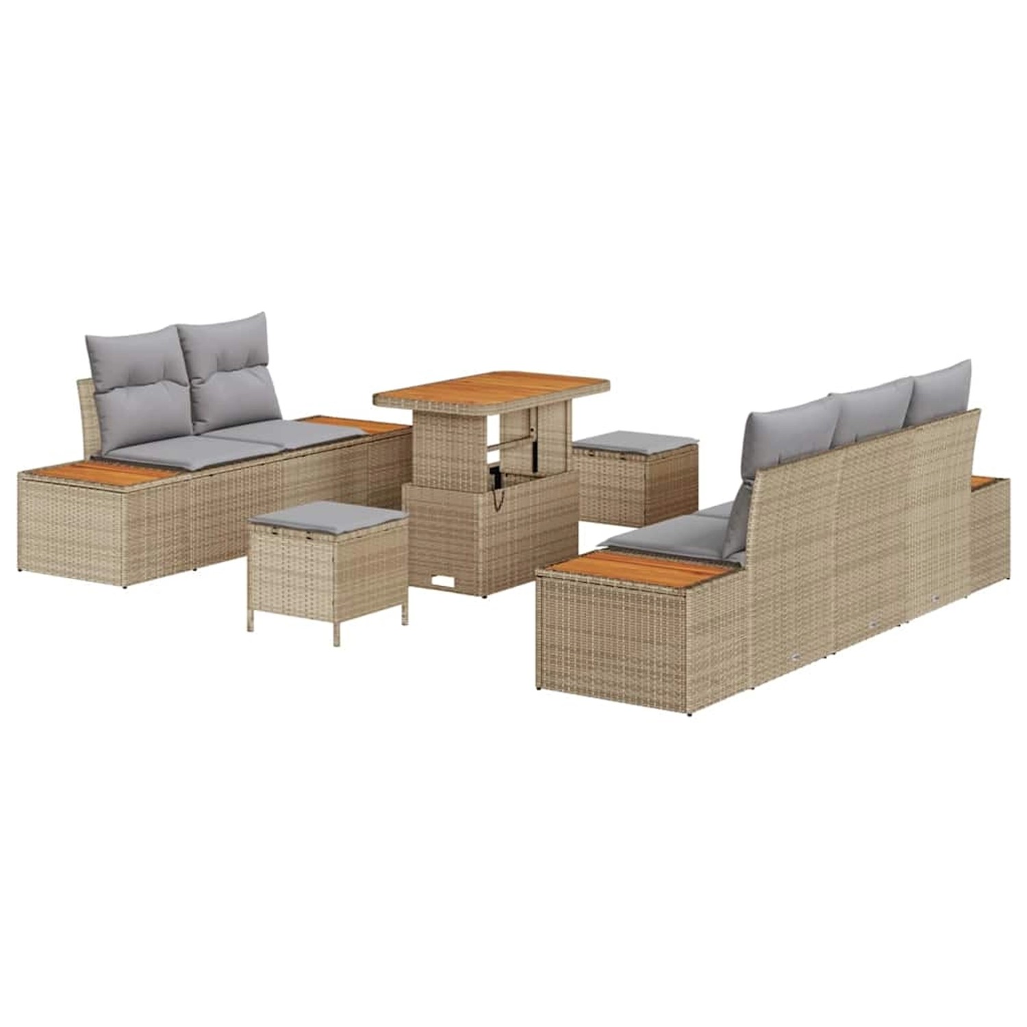 vidaXL Garten-Sofa-Set mit Kissen 8-Tlg Beige Poly Rattan 3362862 günstig online kaufen