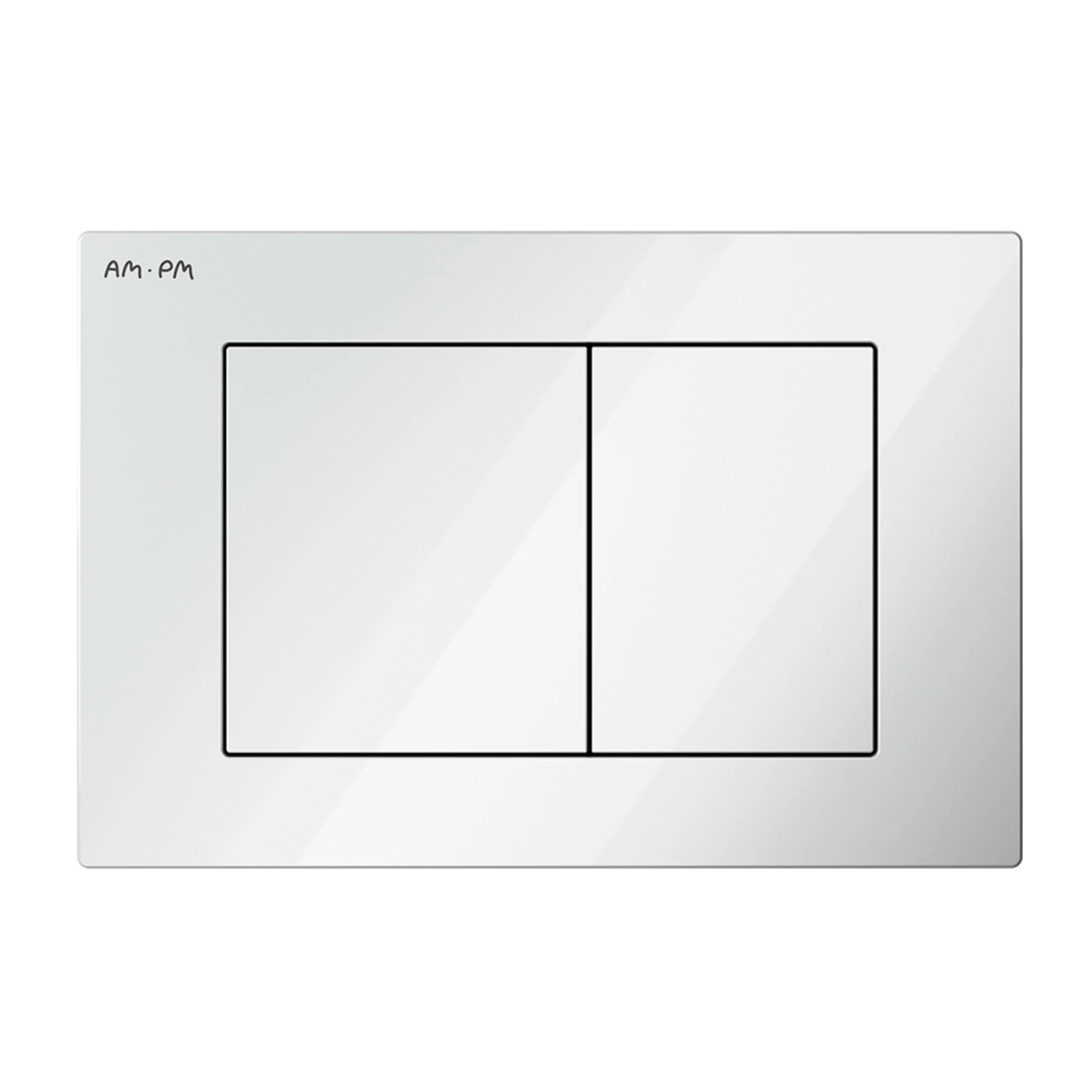 AM.PM Drückerplatte für WC Spülkasten, weiß, rechteckig mit zwei Tasten.