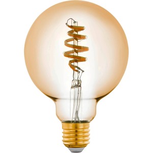 Eglo LED-Leuchtmittel Zigbee Amber, 4,9 W, E27, mit spiralförmigen LEDs in amberfarbenem Glas.