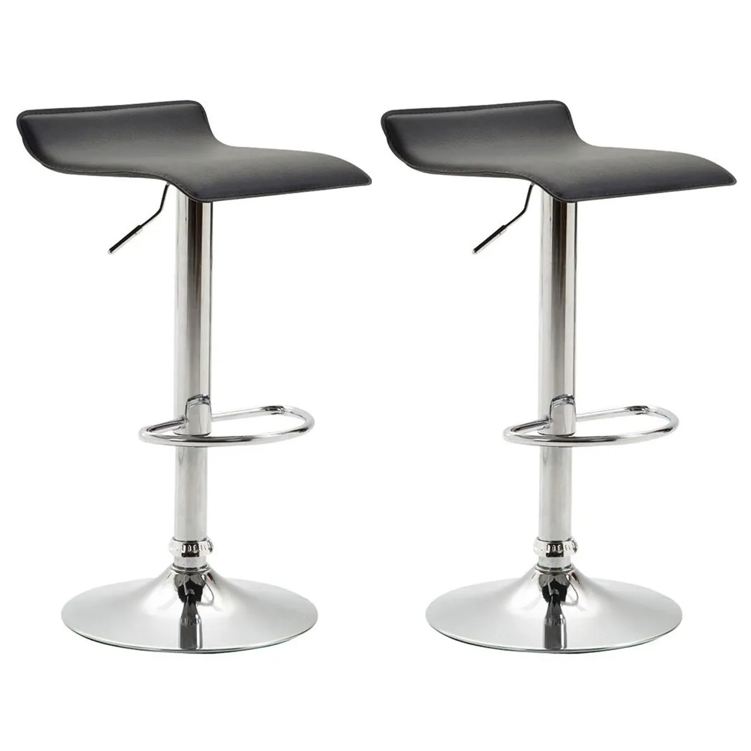 DELUKE 2er Set Barhocker DERID Kunstleder Schwarz 36x39x63cm Silber Barstuhl Höhenverstellbar Drehbar Tresenhocker Trese...