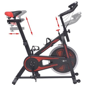 vidaXL Heimtrainer, schwarz-rot, mit verstellbarem Sattel und Lenker für optimales Training.