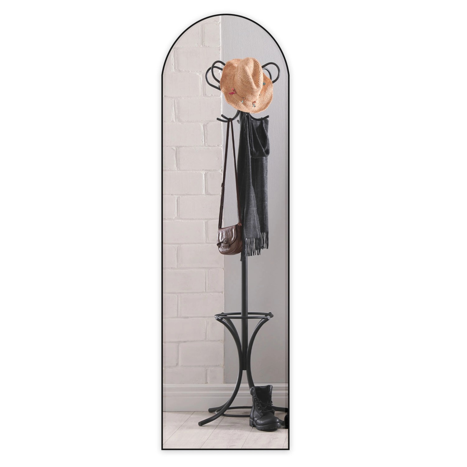 Floordirekt Ganzkörperspiegel Madison Gewölbt Aluminiumrahmen Schwarz 150 x günstig online kaufen