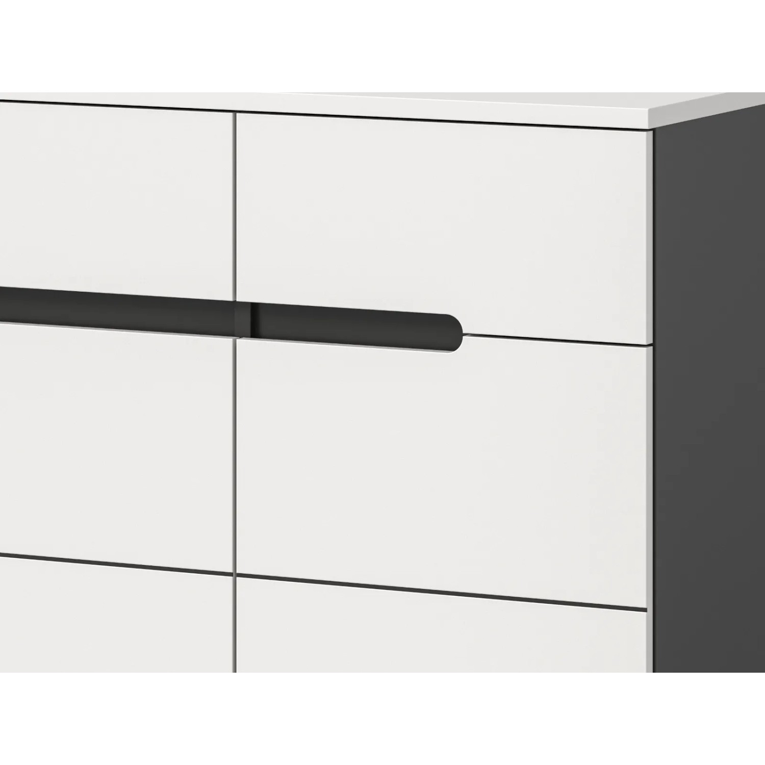 Inn.Furn Schuhkommode Cooper, weiß/grau, 120cm. Schuhkipper mit Schubladen und Türen. Stauraum für Schuhe.