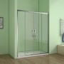 Duschparadies Schiebetür, 160 cm, mit Sicherheitsglas und verchromtem Rahmen.