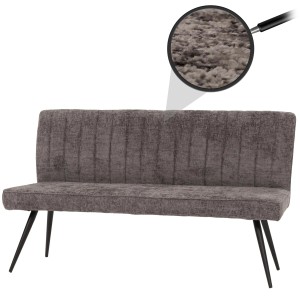BERLINLODGE Sitzbank 90x160x60cm Sitzhöhe 48cm Rückenlehne Stoff/Textil Chenille Metall 160cm Grau-Braun