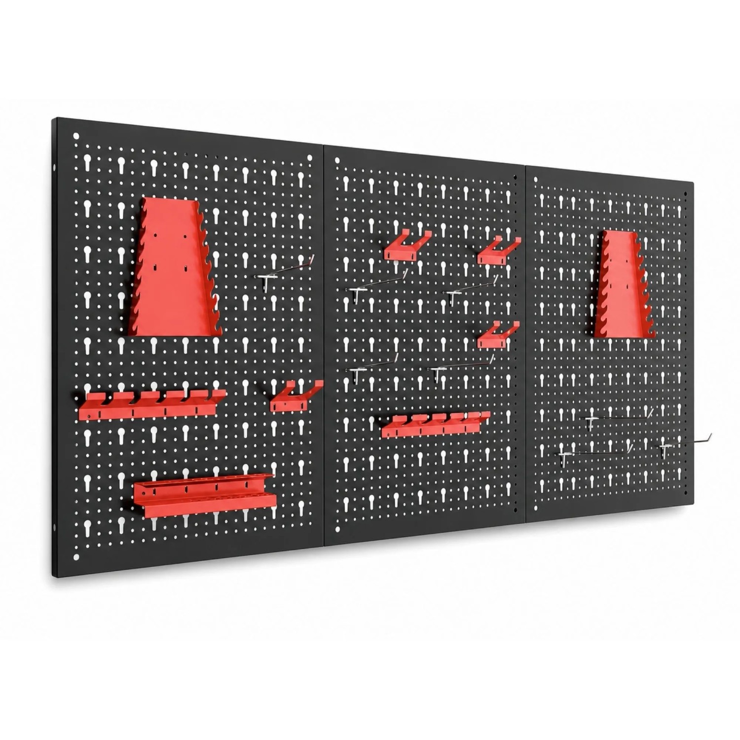 PROREGAL 3x Werkzeug Lochwand Set ARES Aus Metall BxT 120x60cm Inkl. 30 Haken & Halterungen Werkzeugwand Lochplatte Werkzeughalter