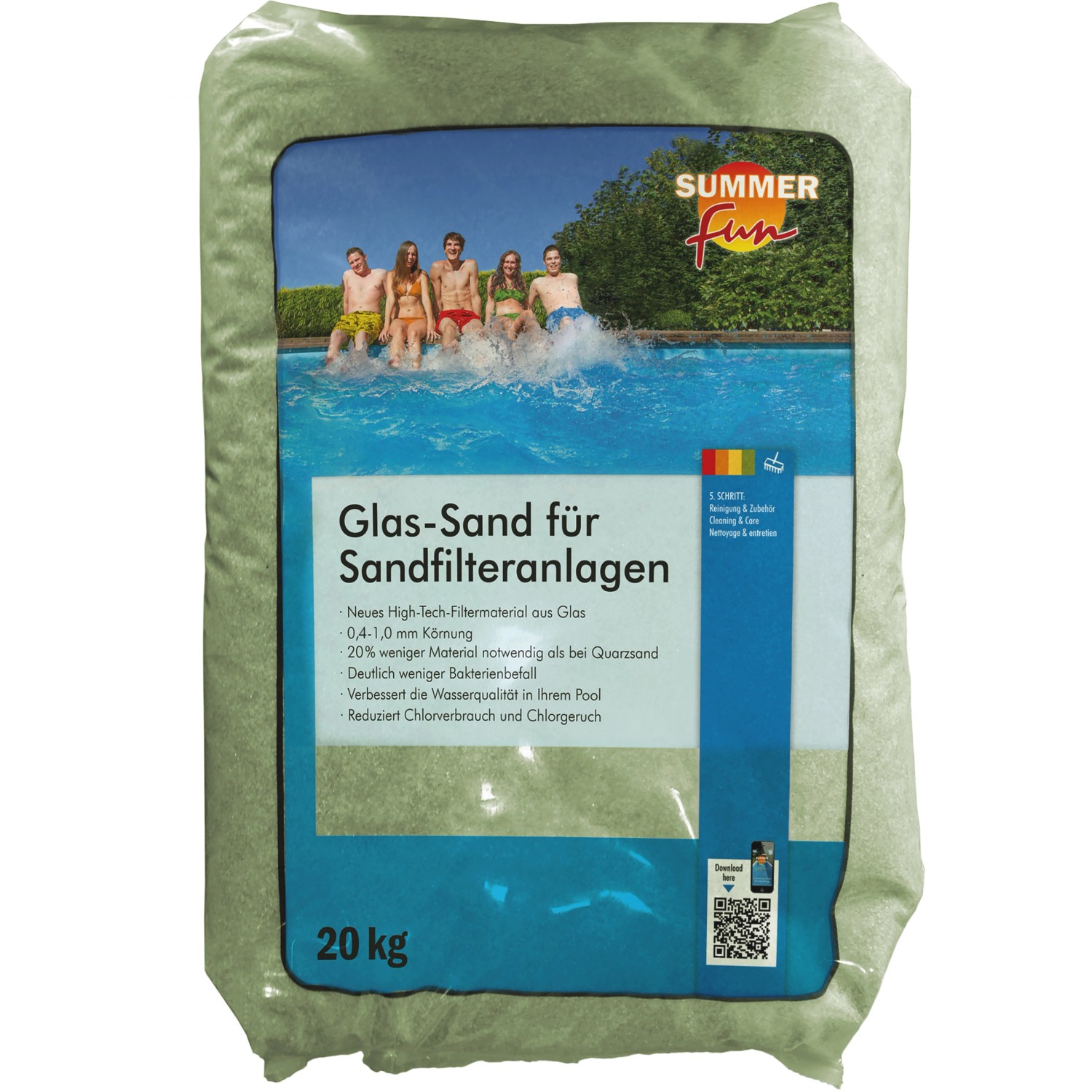 Summer Fun Filterglassand Pool Grün 0,4-1,0 mm 20 kg