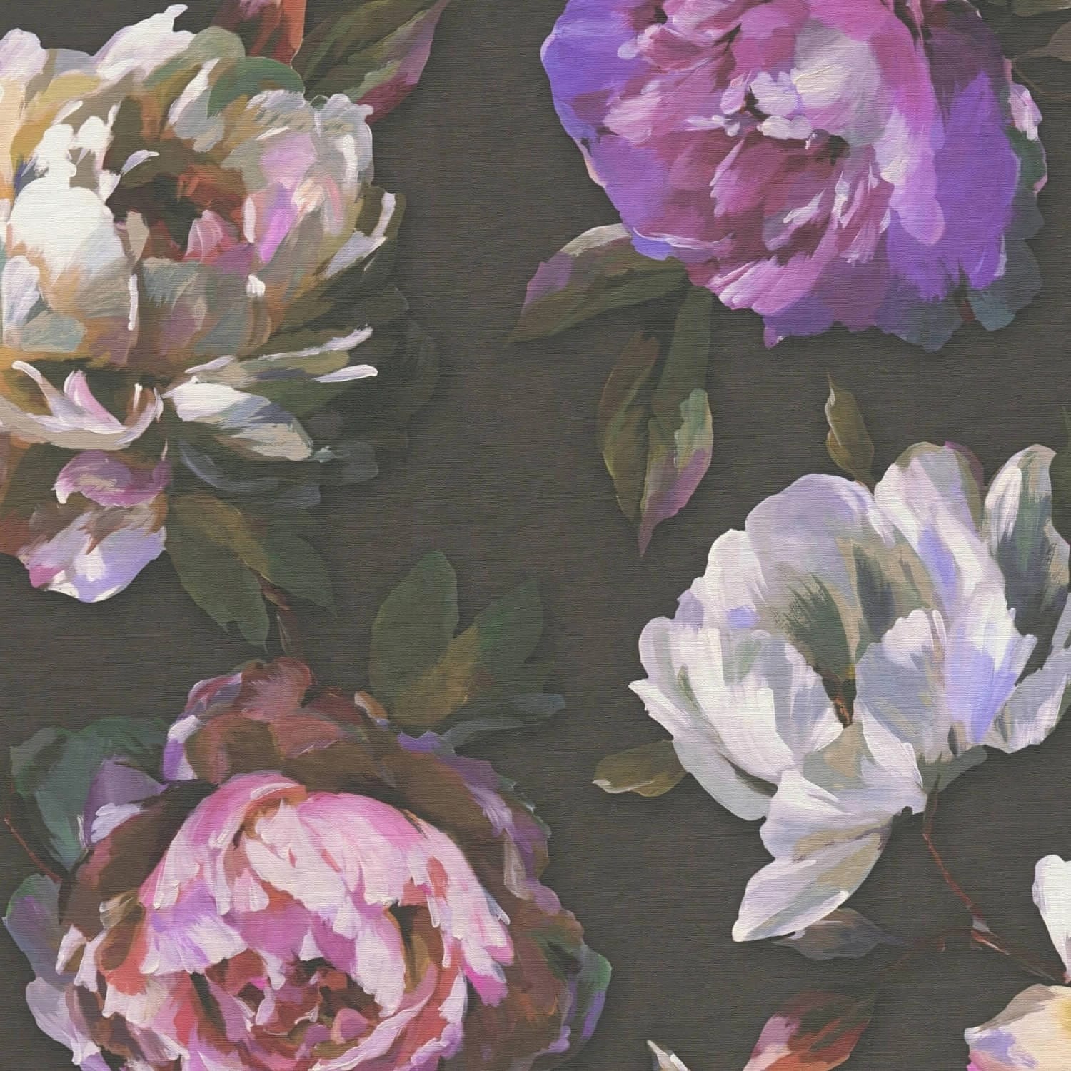 PROFHOME 396091-GU Blumen Tapete Floral Matt Schwarz Violett Grün Braun 0,5 günstig online kaufen