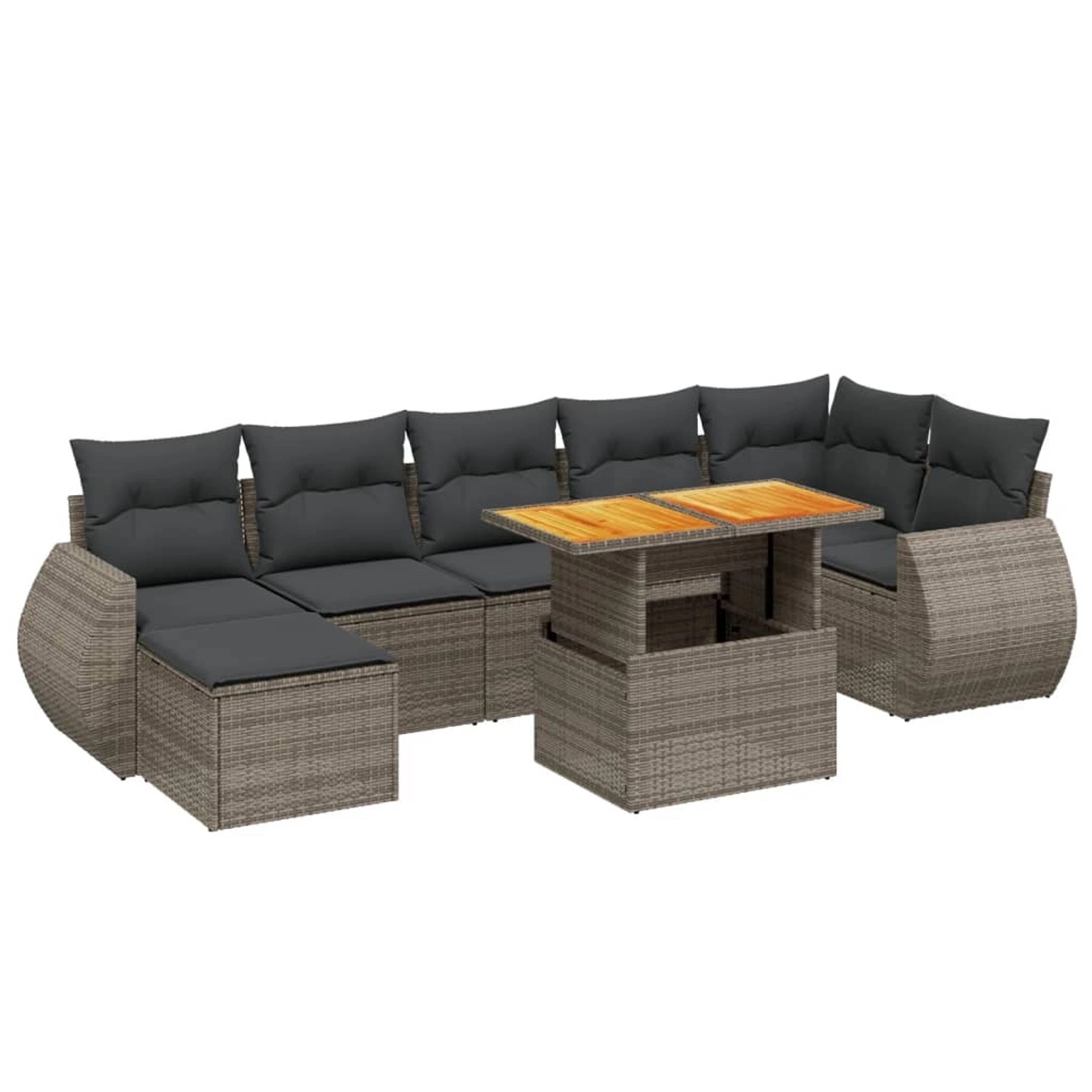 vidaXL 8-Tlg Garten-Sofagarnitur mit Kissen Grau Poly Rattan 3275825 günstig online kaufen