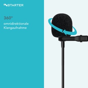 Instarter Lavalier Loop Clip Ansteck Mikro 360° 3,5Mm 6M Kabel Windschutz Tasche