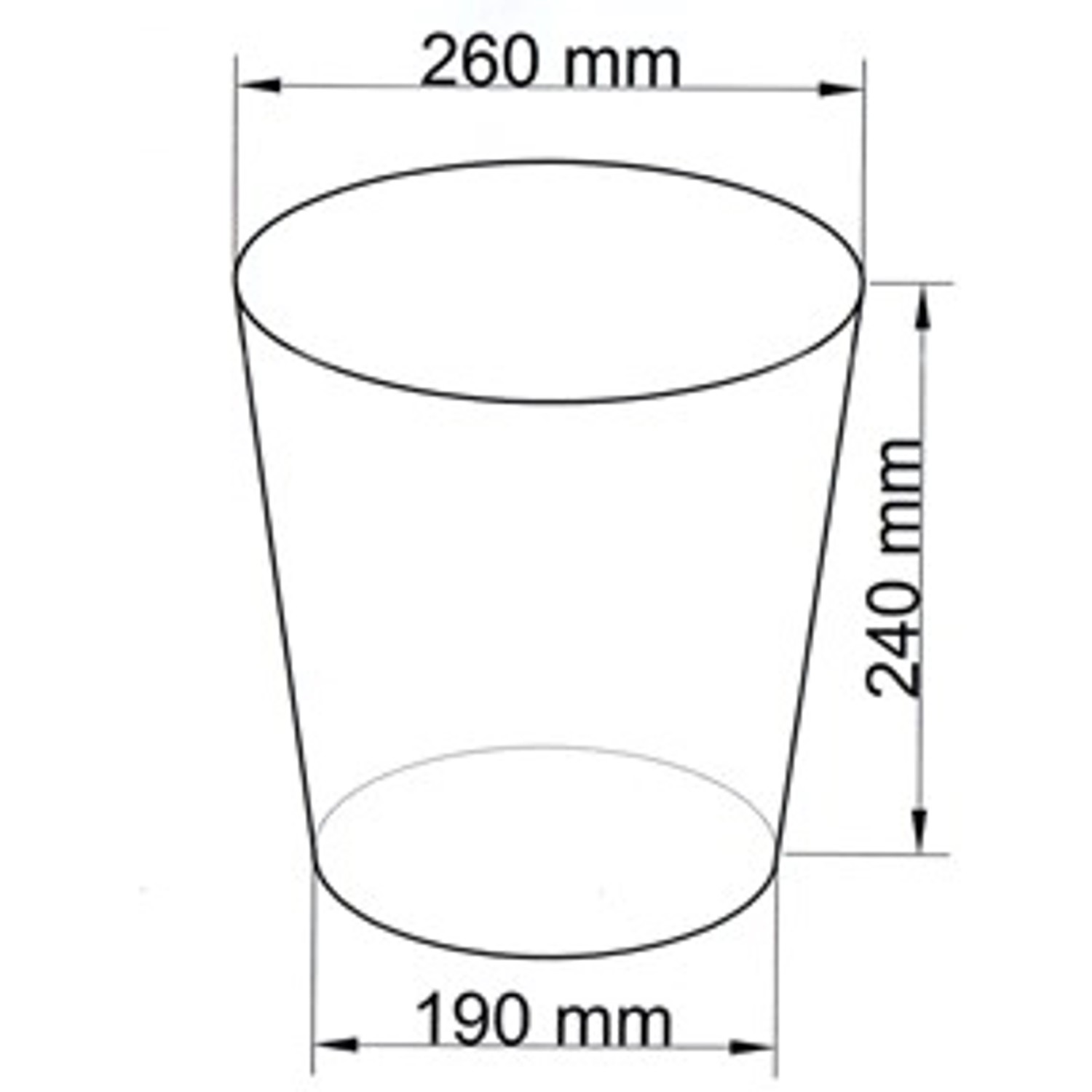 Skizze Pflanzkübel Polyrattan, rund-konisch, D35xH32cm, Coffee-Braun, Maße: Durchmesser 35cm, Höhe 32cm.