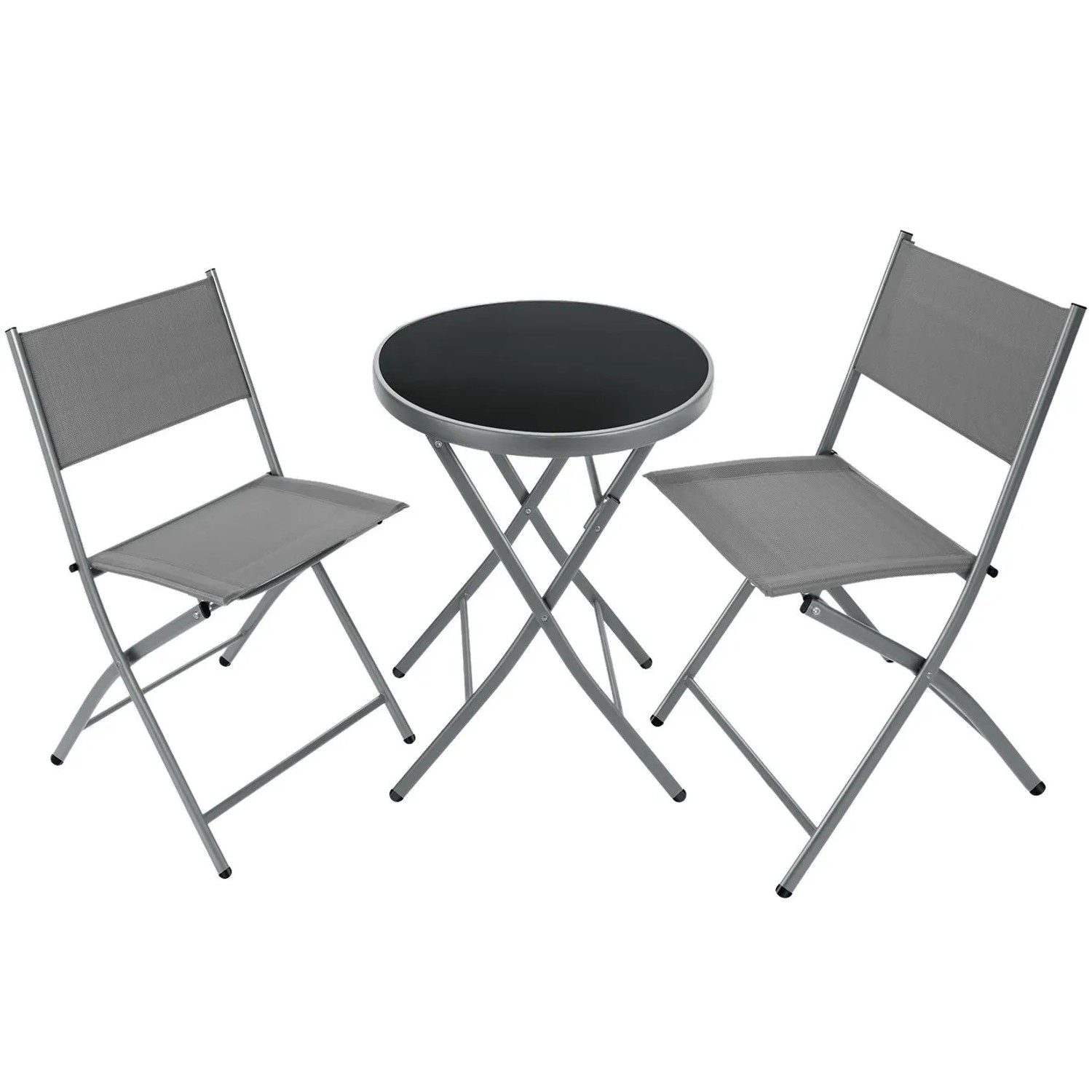 Tectake Bistro Set Düsseldorf Klappbar  Für 2 Personen Widerstandsfähig  45 50 x 58 x 81 cm Grau