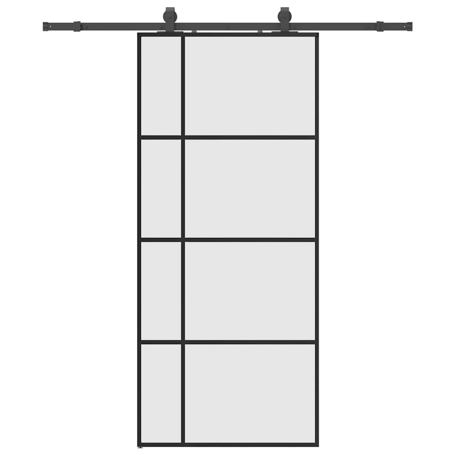 vidaXL Schiebetür mit Beschlag Schwarz 90x205 cm ESG-Glas 3375811