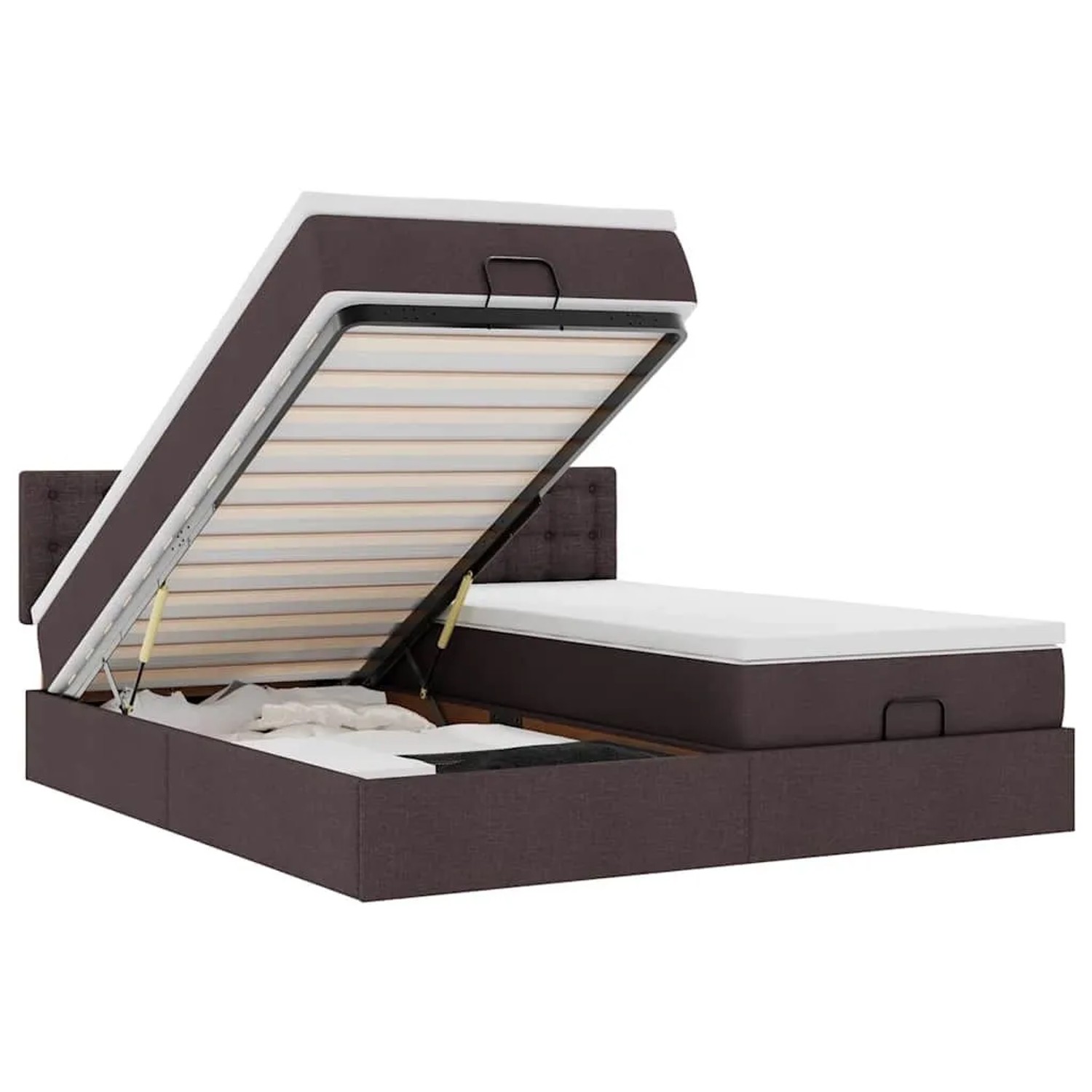 vidaXL Ottoman-Bett mit Matratzen & LEDs Dunkelbraun 200x200 cm Stoff 3312895