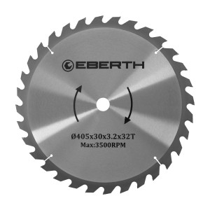 EBERTH Kreissägeblatt, 405mm Durchmesser, 32 Zähne, für präzise Holzschnitte.
