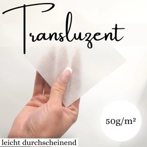 Weiße, leicht durchscheinende Sensalux Tischdeckenrolle (1,10x25m) in Hand gehalten.