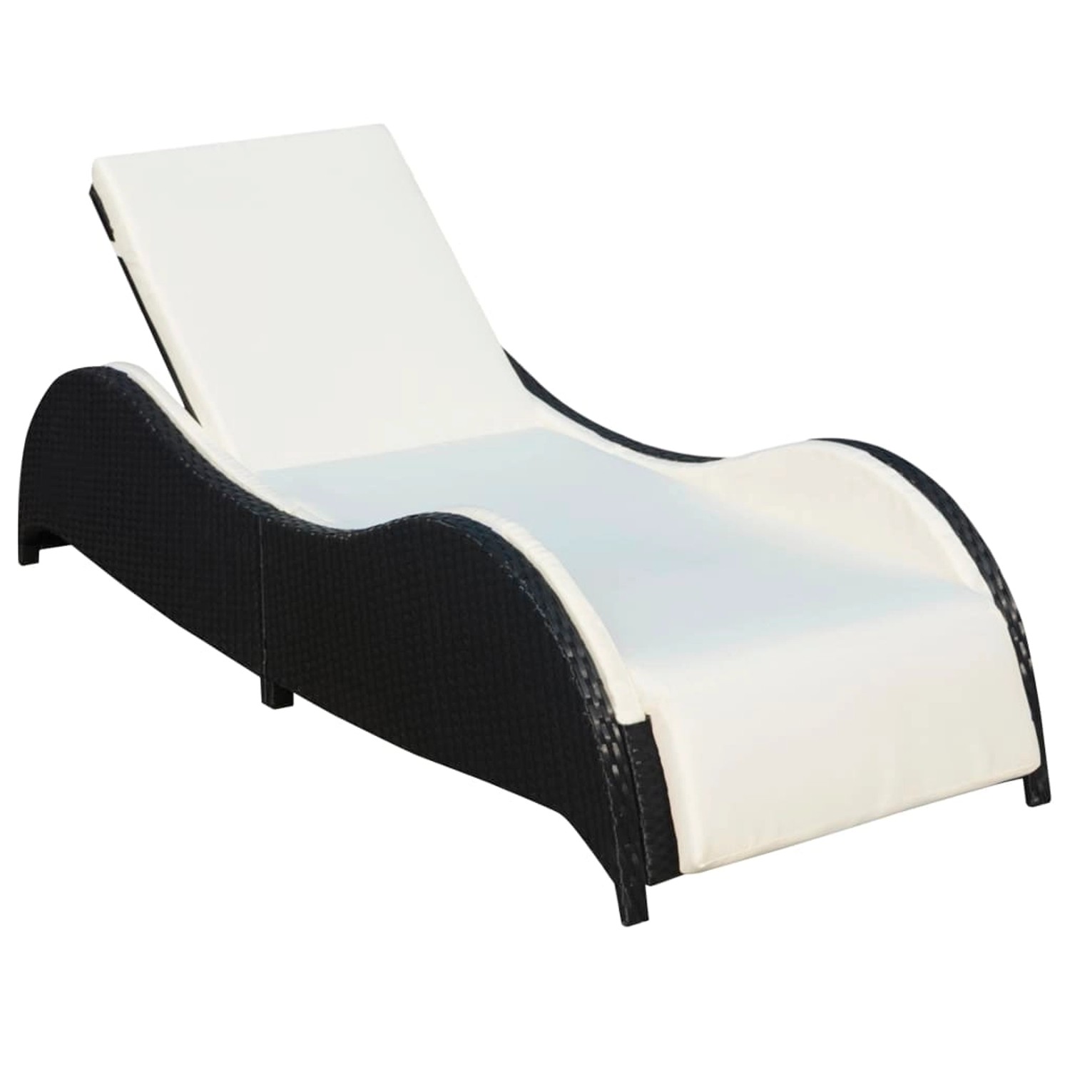 vidaXL Sonnenliege mit Polsterauflage Poly Rattan Schwarz 200 x 73 x 45 cm