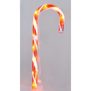LED-Weihnachtsstab, 75 cm, rot-weiß, Zuckerstange mit warmweißen LEDs, Weihnachtsdekoration.