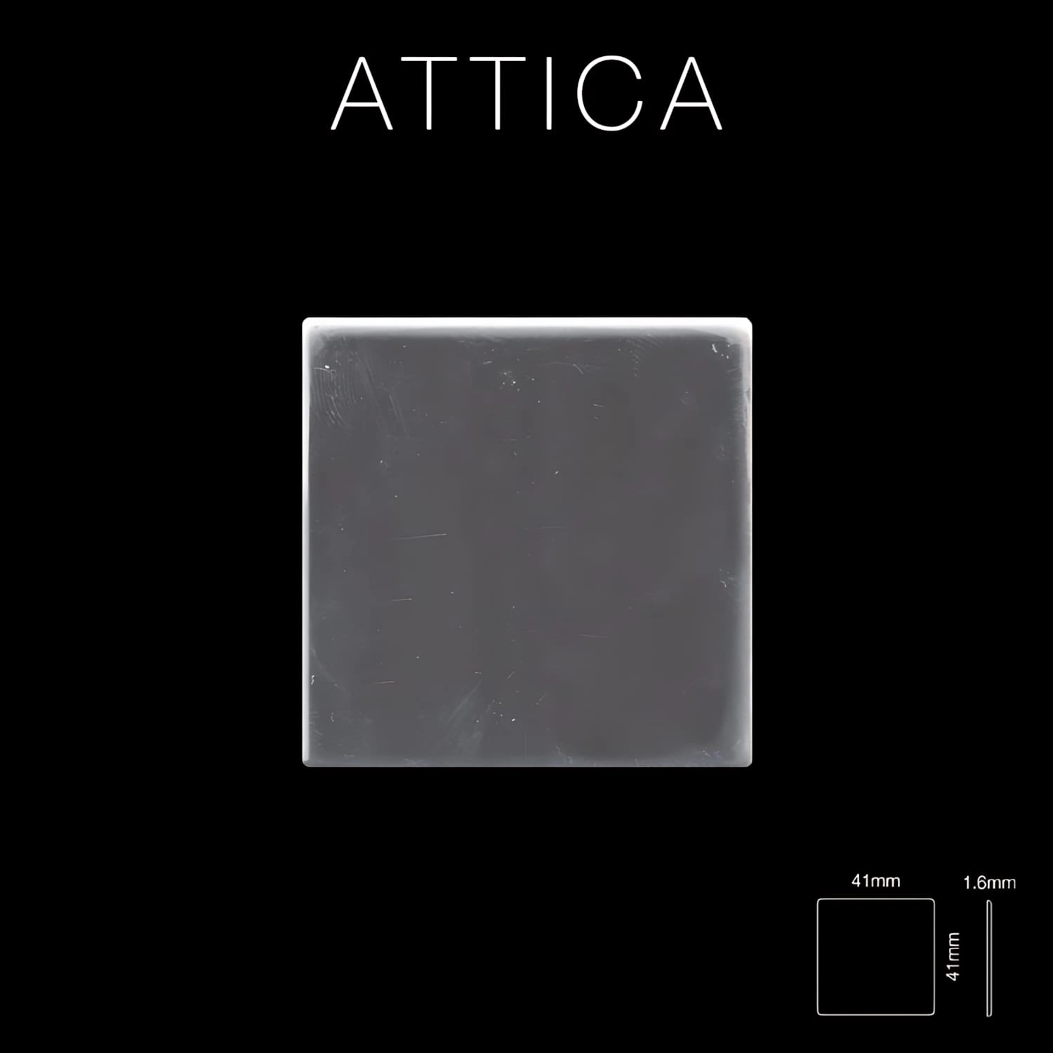 Graue Mosaikfliese aus Edelstahl, hochglänzend, Attica-Serie.