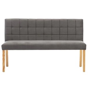 Graue vidaXL Bank (140 cm) mit Samtbezug und Rückenlehne mit Steppdesign.