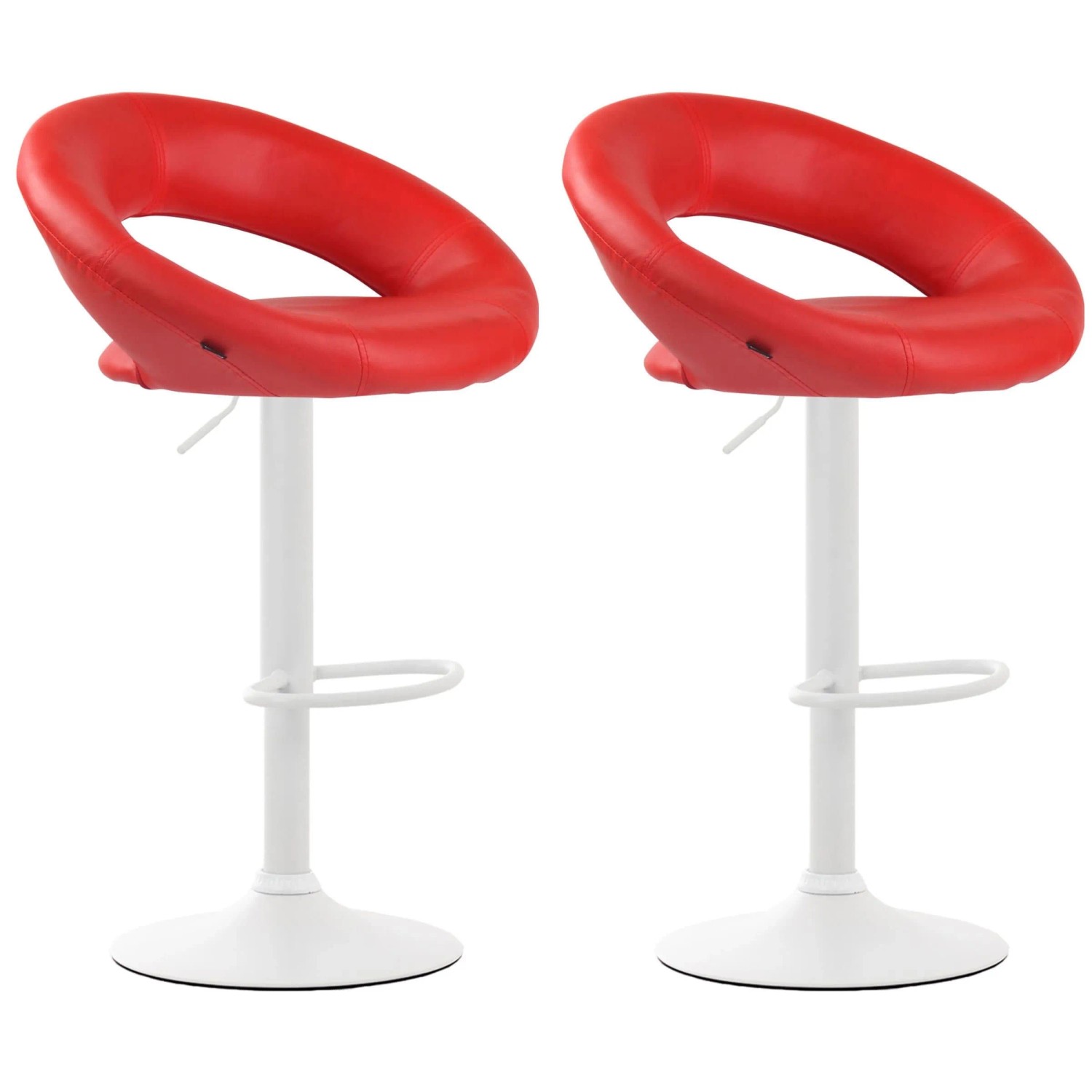DELUKE 2er Set Barhocker MEKIM Kunstleder Rot 53x47x80cm Weiß Barstuhl Höhenverstellbar Mit Lehne Drehbar Tresenhocker Tresenstuhl