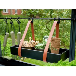 Schwarzes Juliana Aluregal mit Lederaufhängung für Gewächshaus, 1 Sektion, abnehmbar.