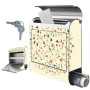 Edelstahl Briefkasten mit Blumenmotiv und Zeitungsfach, inklusive Schlüssel.