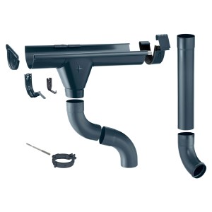 Zambelli Dachrinnen Komplettset, 4m, anthrazit, 7-teilig. Dachrinnensystem mit Rinnen, Rohren und Zubehör.